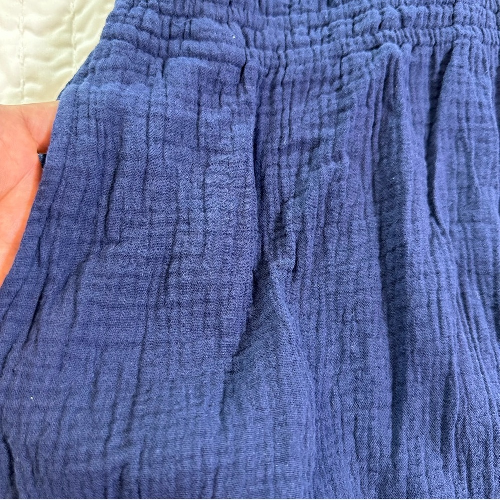 100% Cotton Navy Sleeveless Midi Dress/Swim Cover-Up With Pockets in Size L - Picture 7 of 11